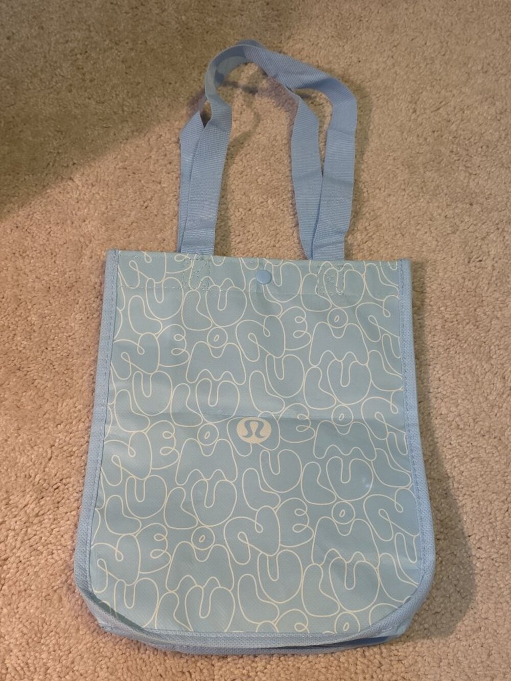 Lululemon Small Reusable Shopping Tote Lunch Bag Light Blue Limited Version